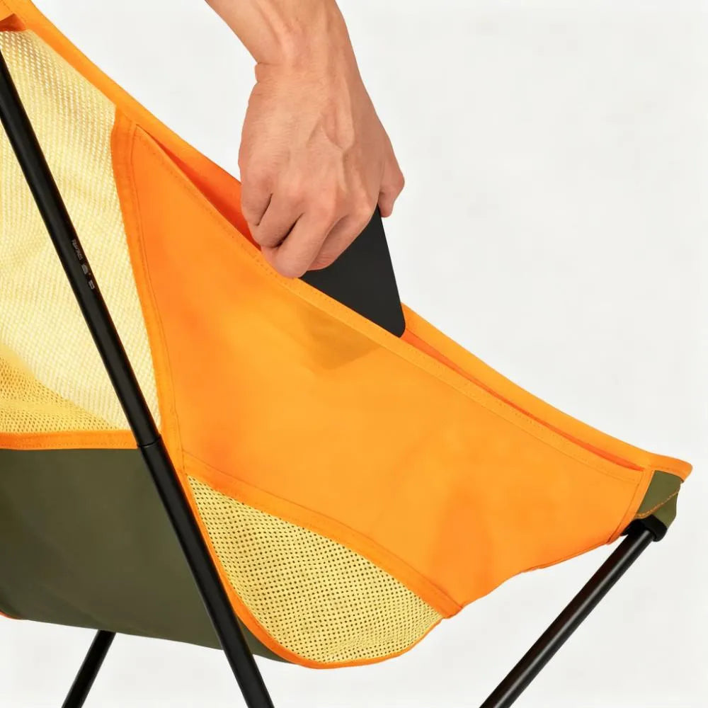 High-Back Elevated Camping Chair with Pockets, 320lbs Capacity, 19"x5"x4.5" Carry Case