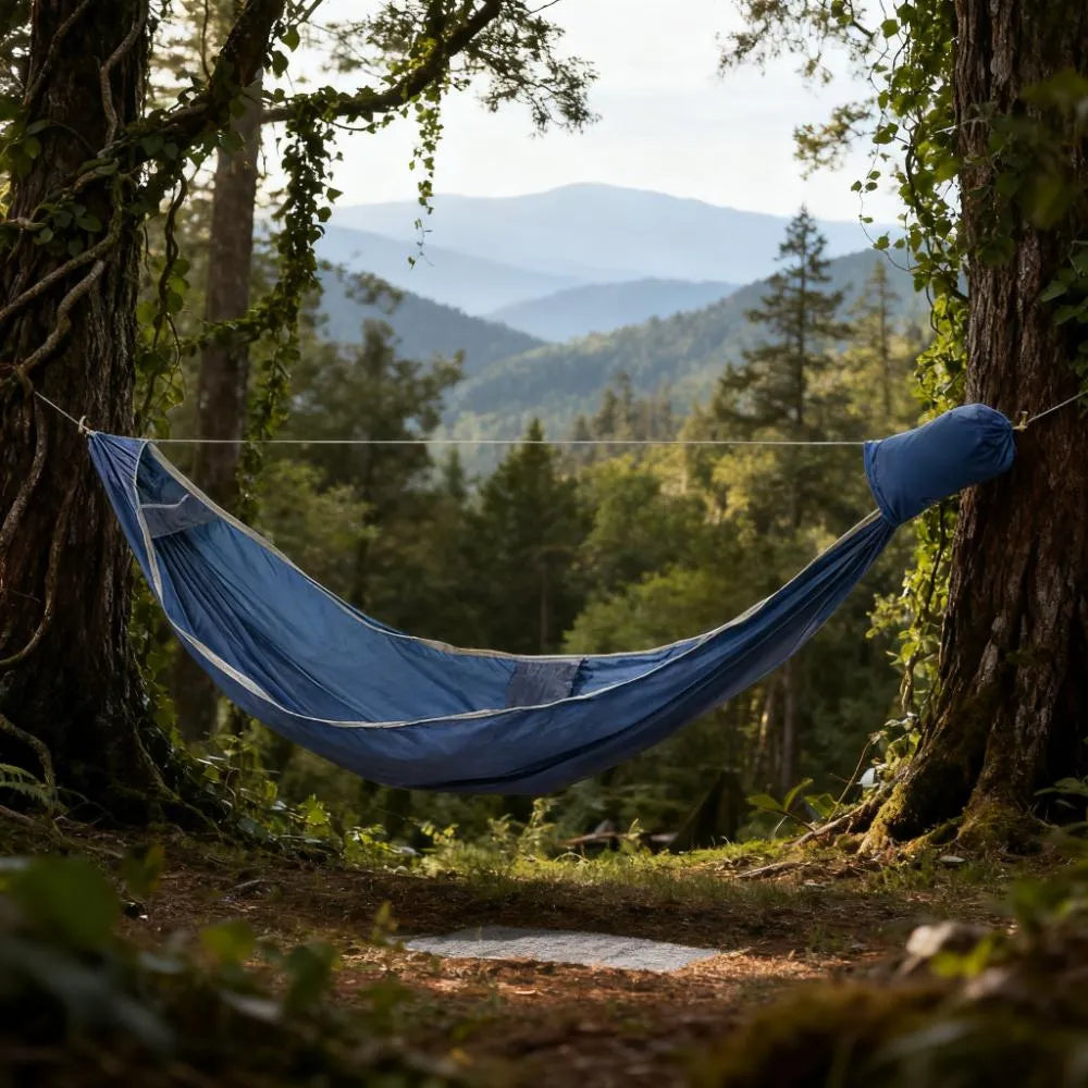 10 - Foot Spacious Hammock with Integrated Bug Net, 300lbs Capacity, Compact Packing